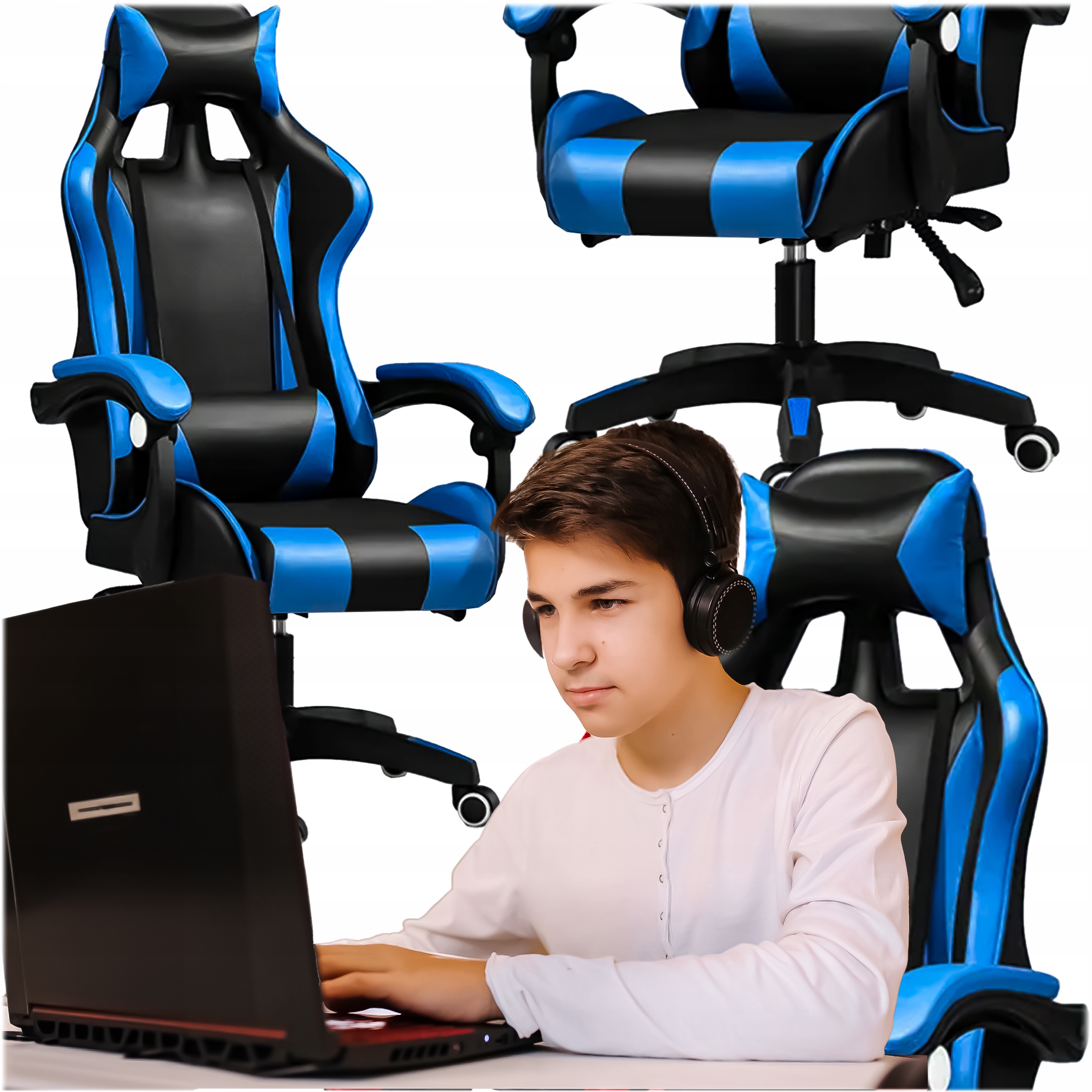 Čierno-modrá herná stolička Dunmoon 8978