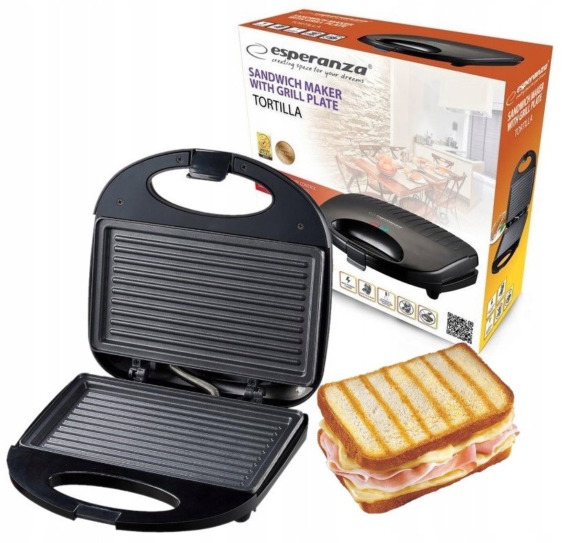 Gril, panini, tradičný elektrický gril Esperanza EKT009 čierny 1000 W