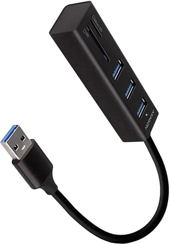 AXAGON HMA-CR3A, USB 3.2 Gen 1 hub, 3x USB-A porty + čítačka SD/microSD kariet, kov, kábel USB-A 20
