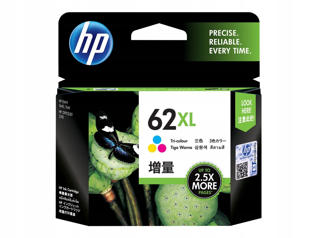 Originálna trojfarebná atramentová kazeta HP 62XL s vysokou výťažnosťou C2P07AE purpurová, azúrová, žltá