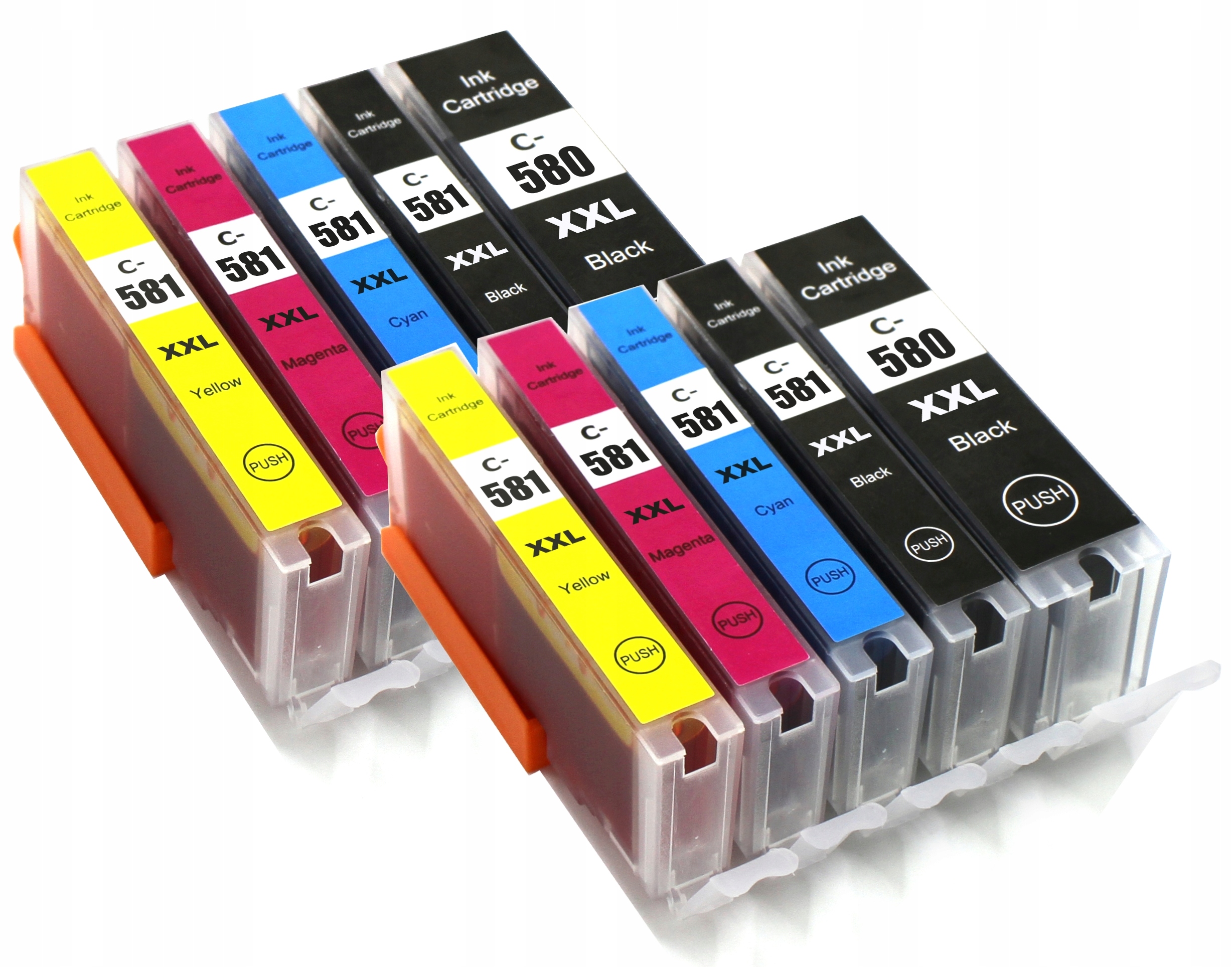 Originalex PGI-580XXL CLI-581XXL PGI580 CLI581 atrament pre Canon čierna (čierna), červená (purpurová), modrá (azúrová), žltá (žltá)