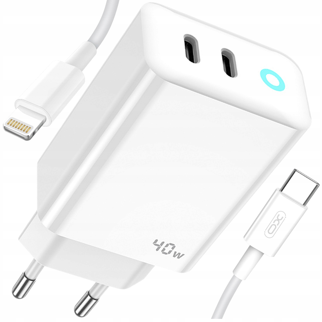 JELLICO Apple Lightning sieťová nabíjačka, USB typ C pre Apple 3000 mA 5 V EU19 biela + USB typ C - Apple Lightning kábel Jellico 1 m