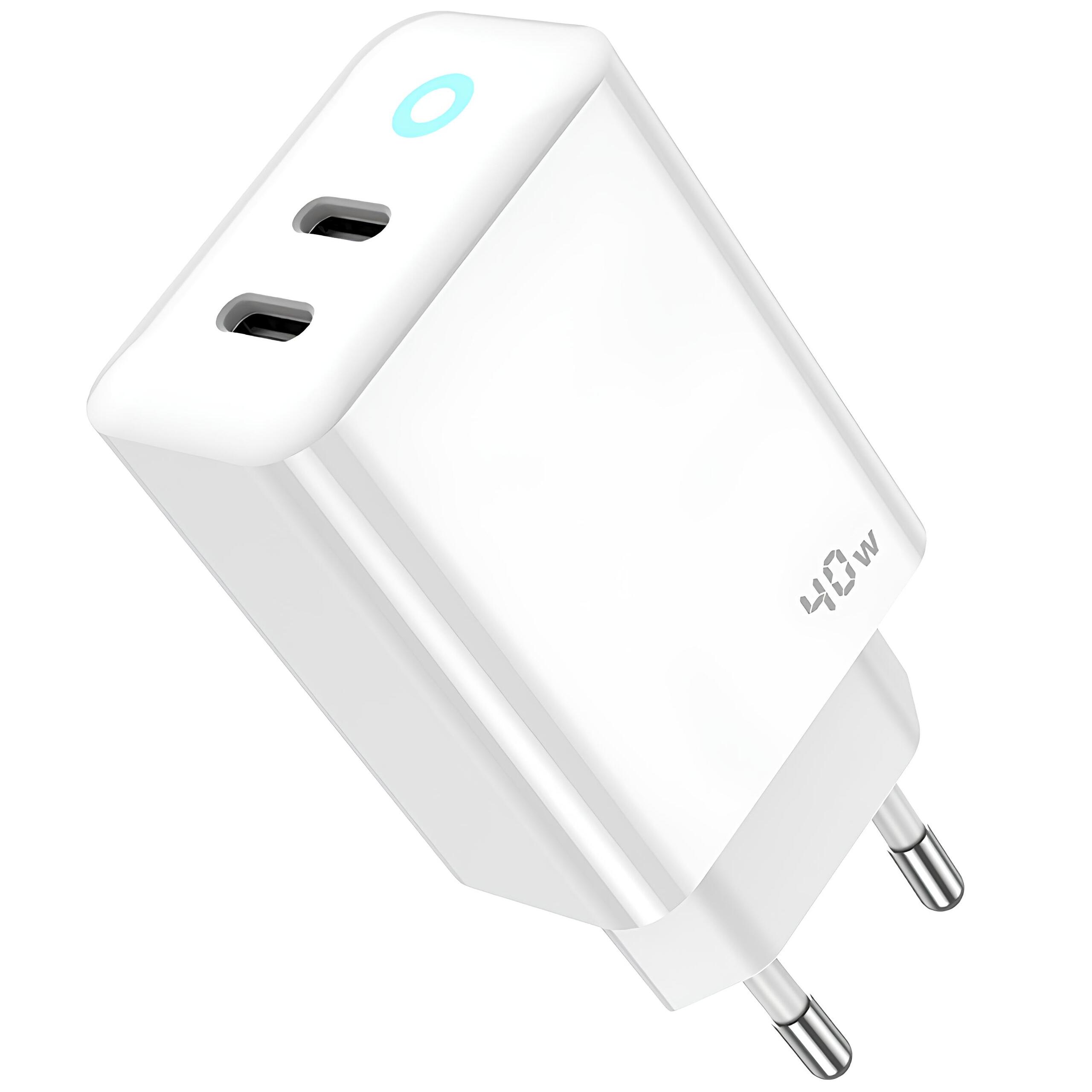 JELLICO sieťová nabíjačka EU19 GaN PD 40W 2xUSB-C Biela + GULIČKOVÝ STYLUS ČIERNA