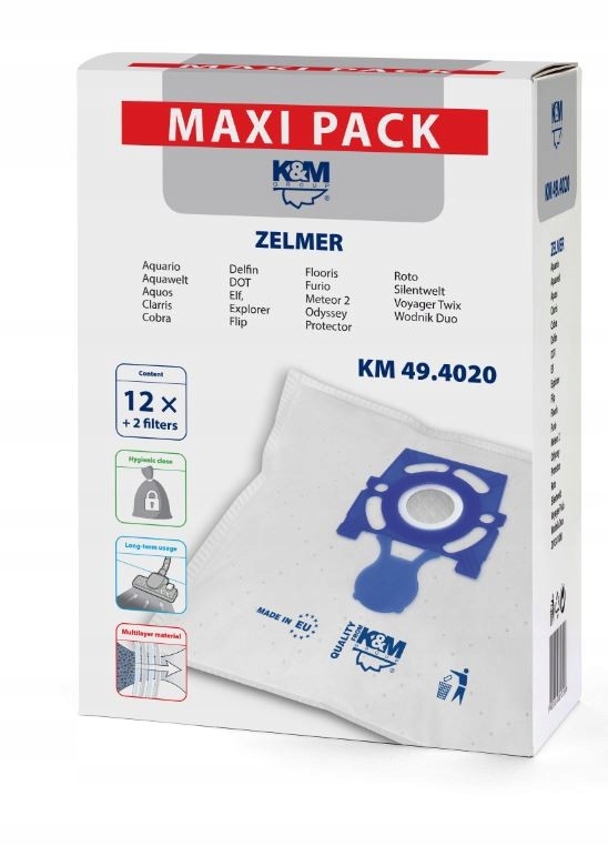 Vrecko, sáčok do vysávača - Syntetický vákuový čistiaci prostriedok KM 49 4020-Big Pack 12 ks.