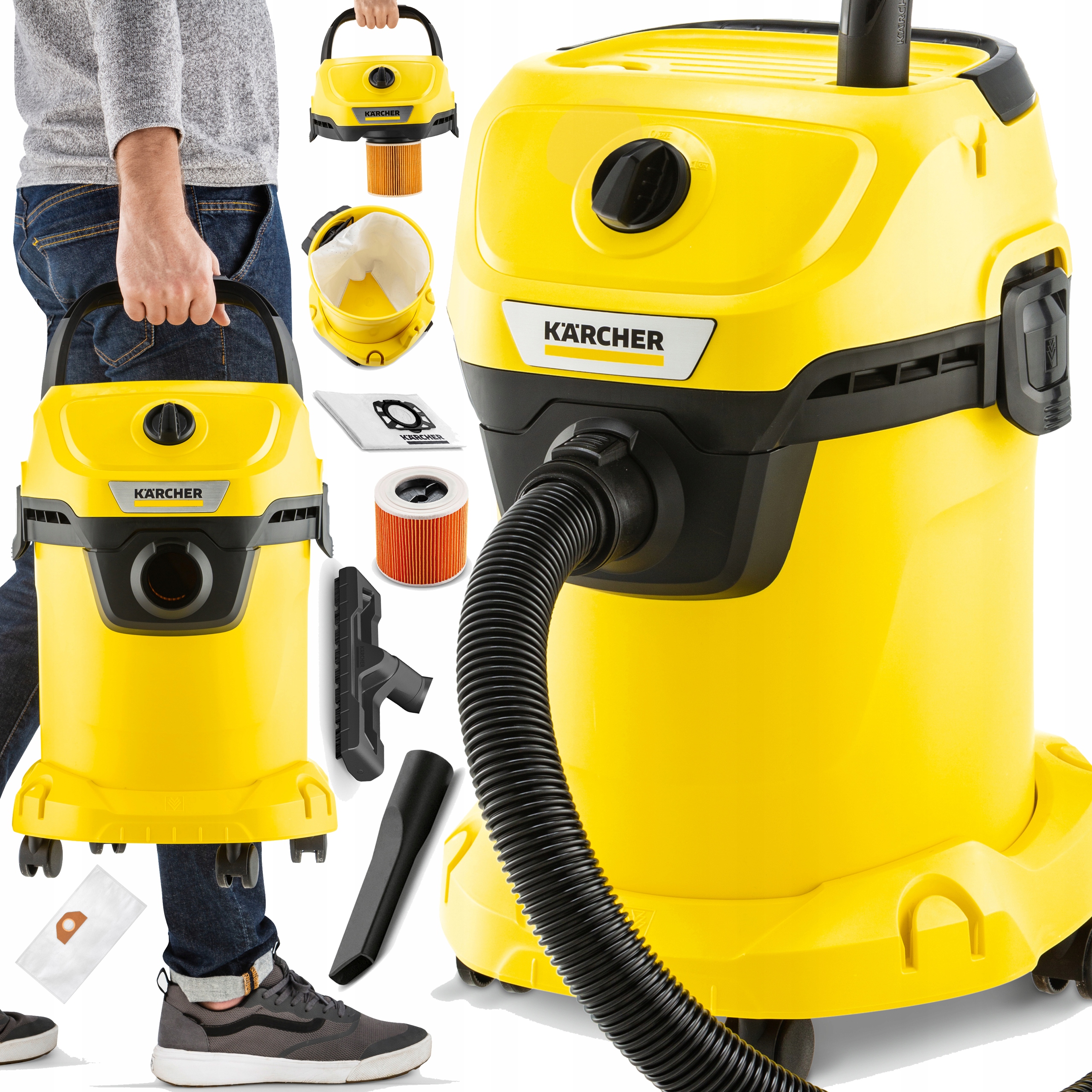 Bezplatný vysávač, Kärcher WD 3 Kärcher 1.628-101.0 + Syntetický vysávač Karcher WD3 1 PC.