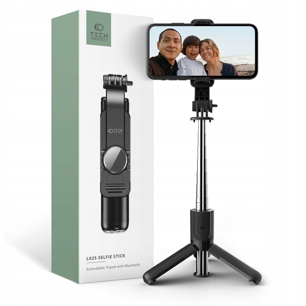 Selfie Stick Tech-Protect Selfie / Triod / Tripod / Vlog Black Držiteľ rukoväť