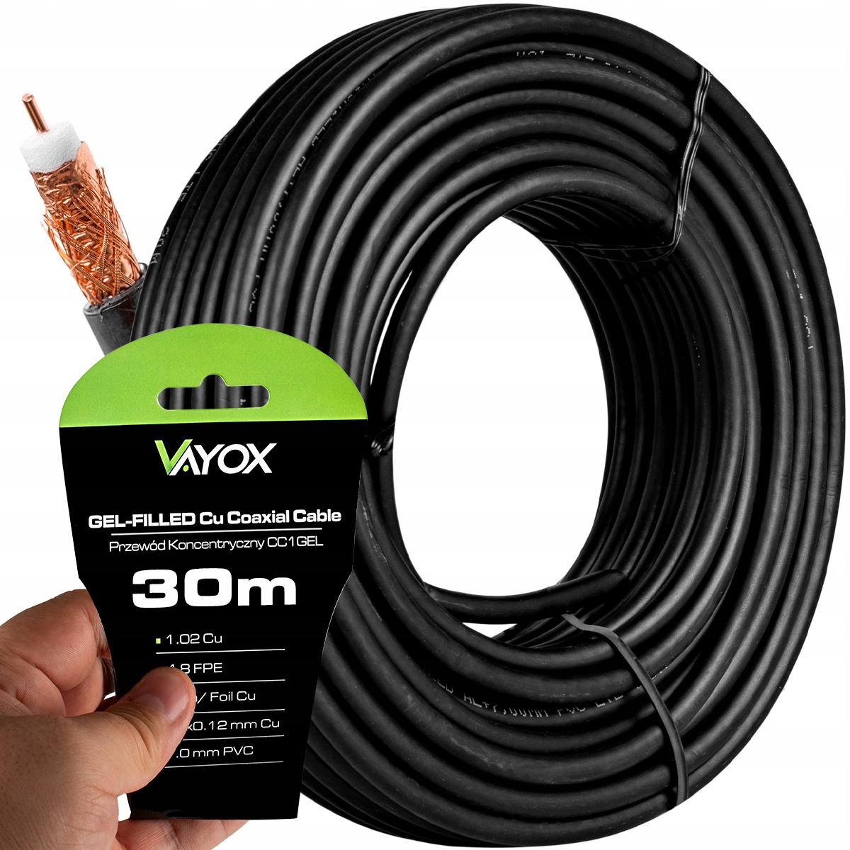 Anténny kábel Vayox CC1-30GEL, čierny, 30 m