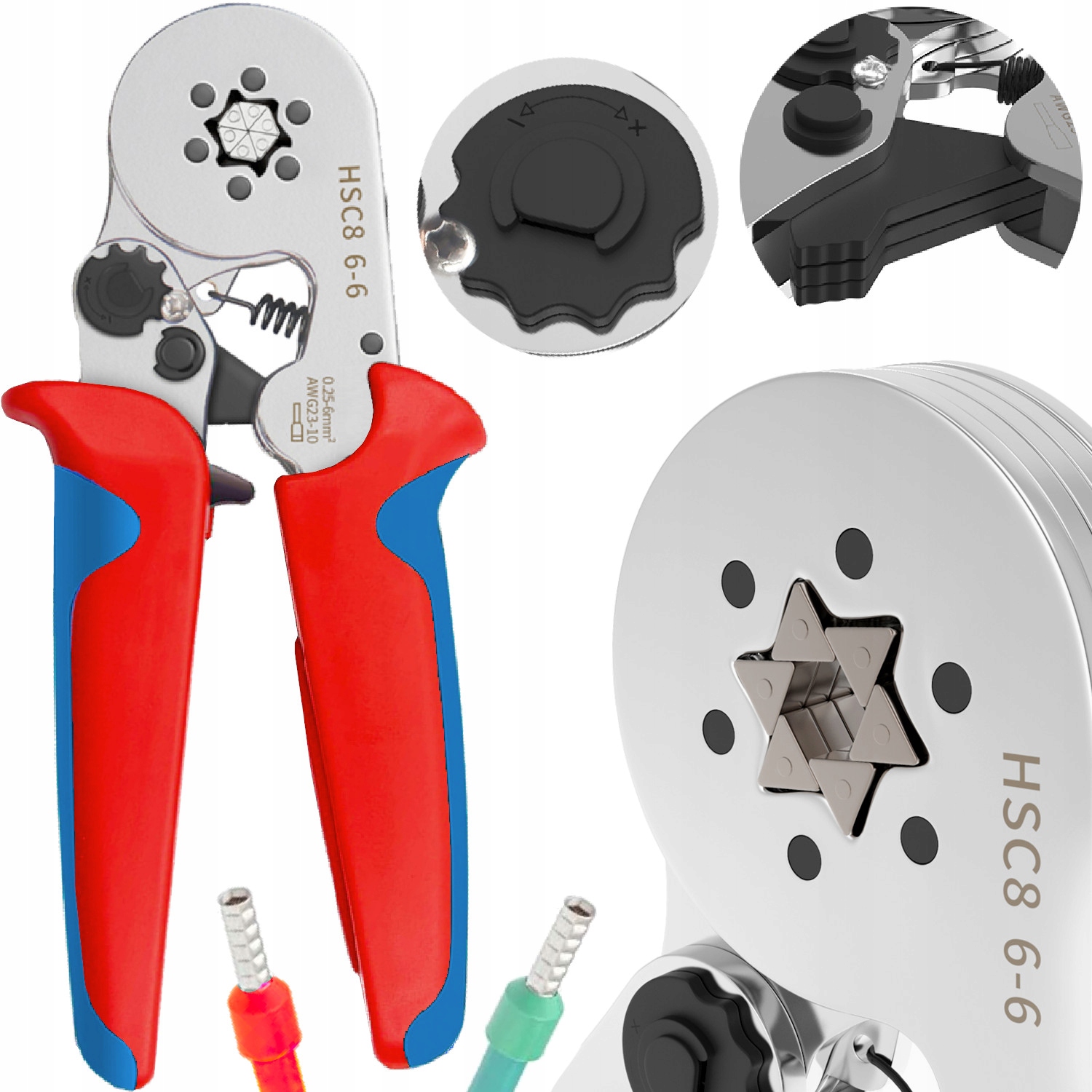 DM PRO krimpovač, šesťhranný krimpovač, 0,25 mm² - 6 mm²