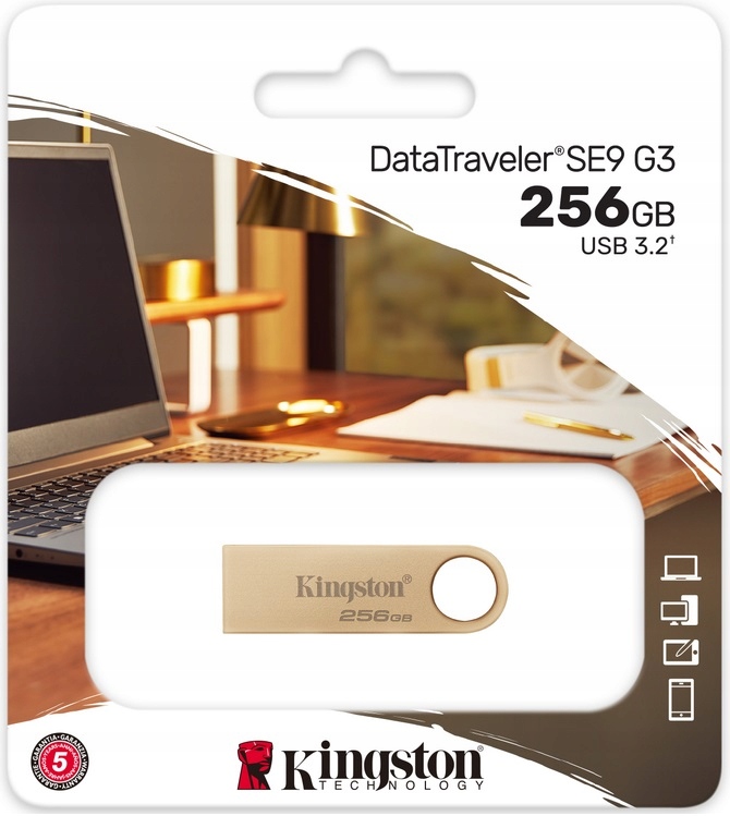 Pendrive Kingston DTSE9G3/256 GB 256 GB USB 3.0 złoty