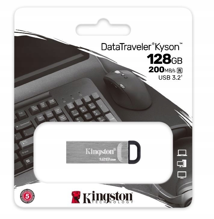 Pendrive Kingston DataTraveler Kyson 128 GB USB 3.2 srebrny