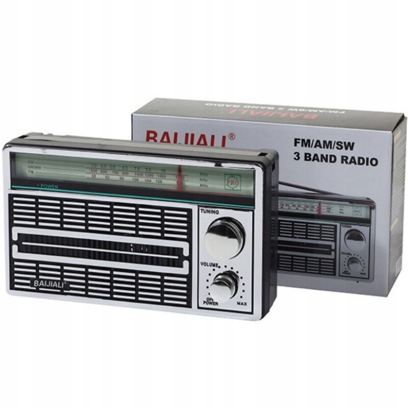 Kompaktná a prenosná hviezda AM/FM/SW Retro Strieborná hviezda