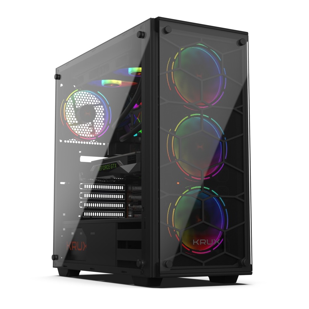 Kryt Krux Leda RGB Midi Tower, čierny