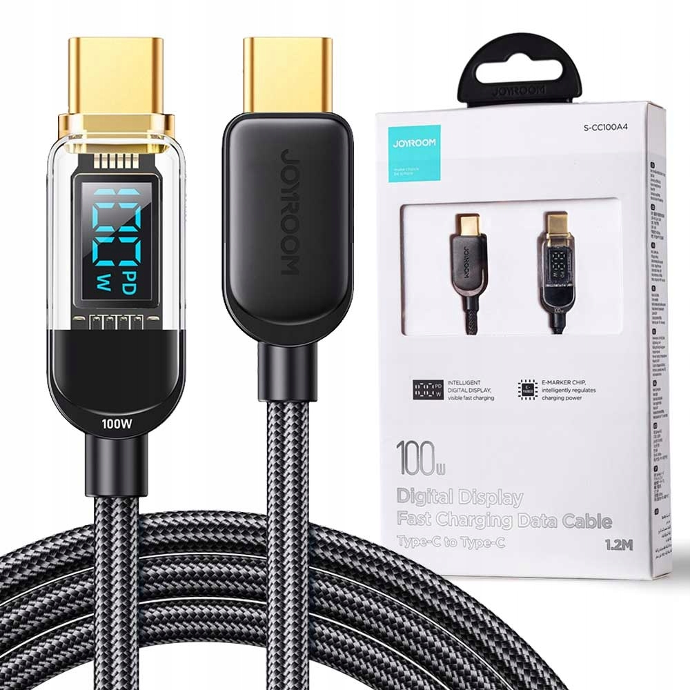 Joyroom USB C - USB C kábel 100W 1,2 m čierny