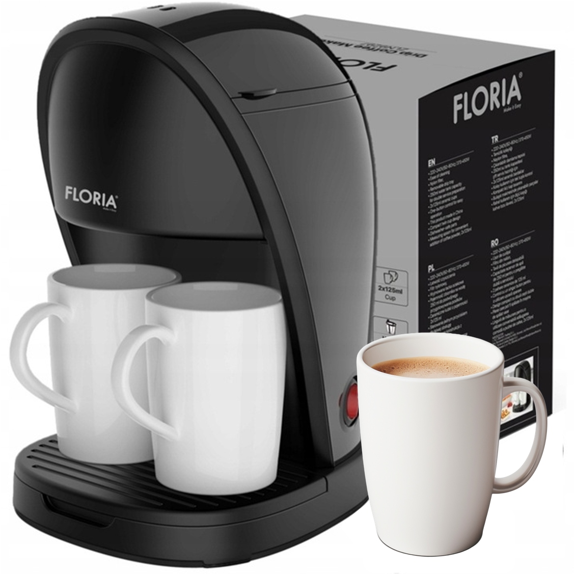 Floria KÁVOVAR ODKAPÁVANÝ (ČIERNY) 0,25 l čierny kávovar