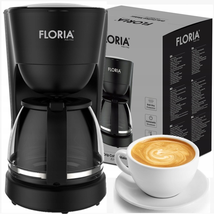 Floria ELEKTRICKÝ KÁVOVAR (ČIERNY) prekvapkávací kávovar 1,2l čierny