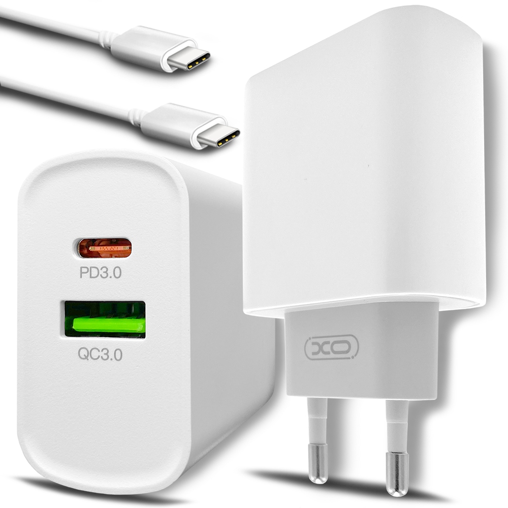 XO -L64, USB Typ C pre nabíjačku Samsung 3000 má 12 V + USB Kábel Typ C - Apple Lightning XO 1 M