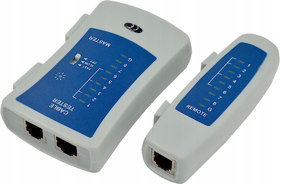 LAN TESTER PRE SIEŤOVÉ KÁBLE LED RJ45 RJ11RJ12 + Varta 9V alkalická batéria (6F22) 1 ks.