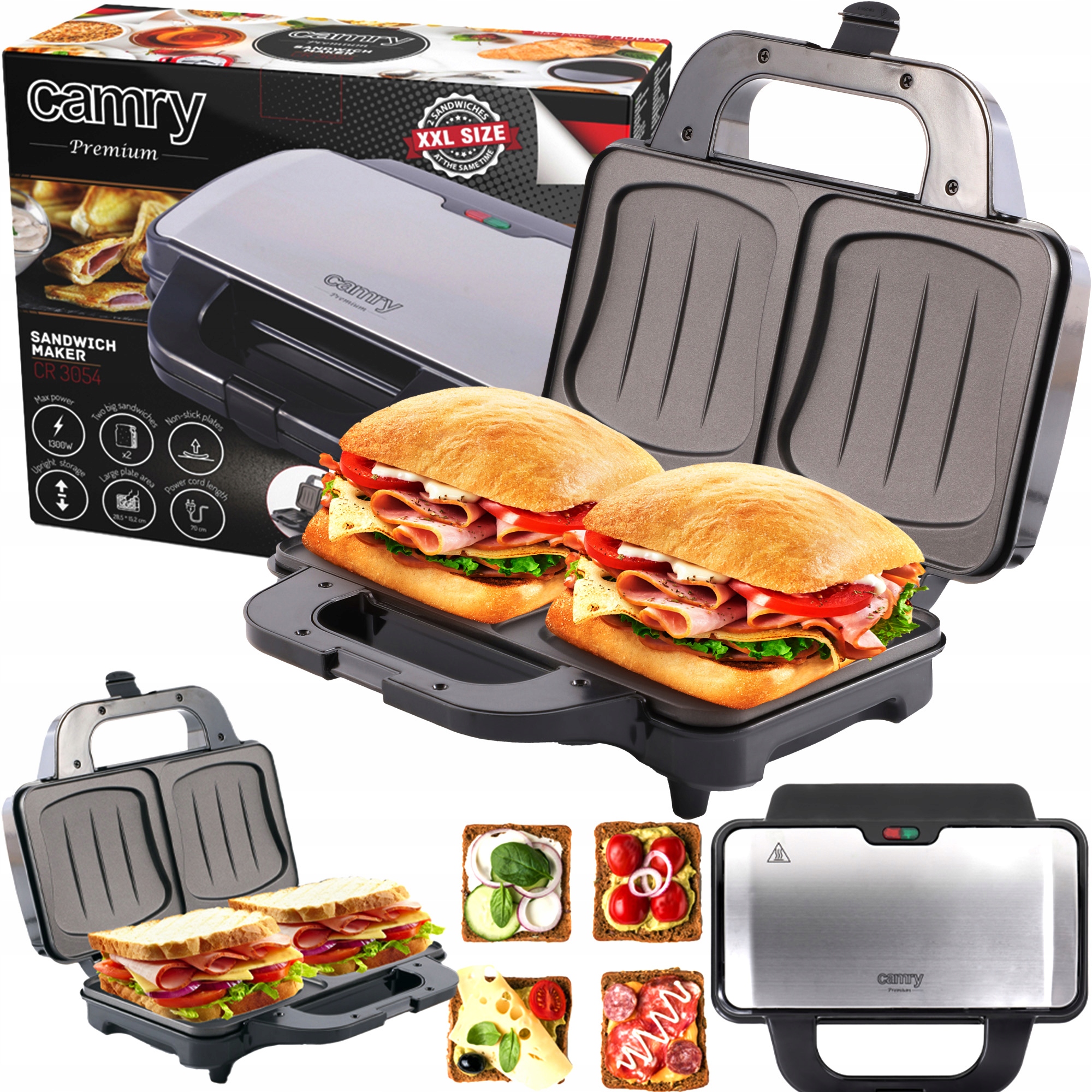 Hriankovač Camry CR3054 strieborný/sivý 1300 W