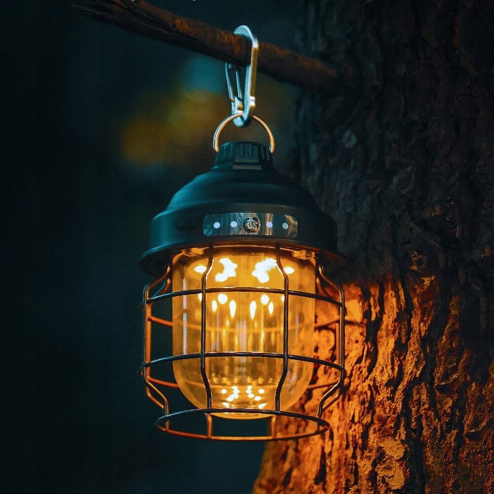 LED kempingové svetlo mini retro kovové visiace svetlo