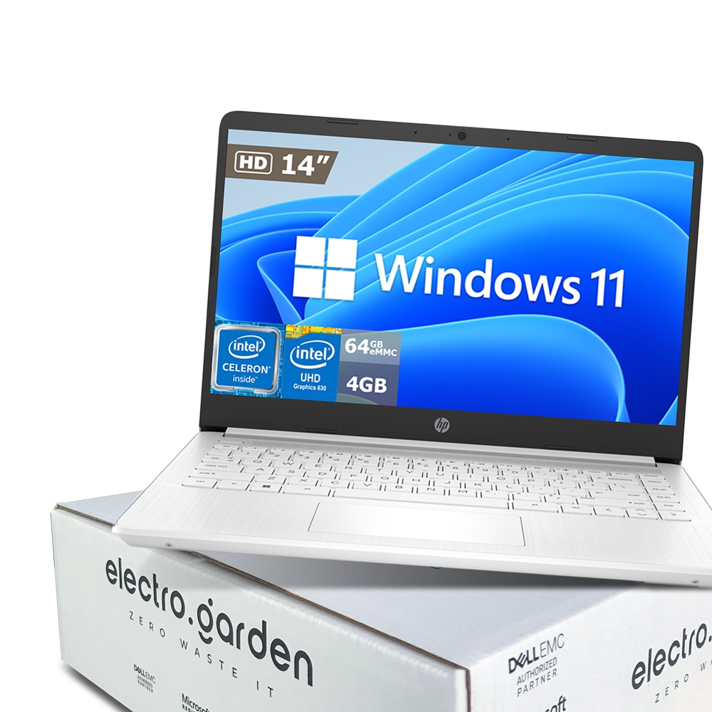 HP 14-DQ0052 14" notebook Intel Celeron 4 GB / 64 GB biely