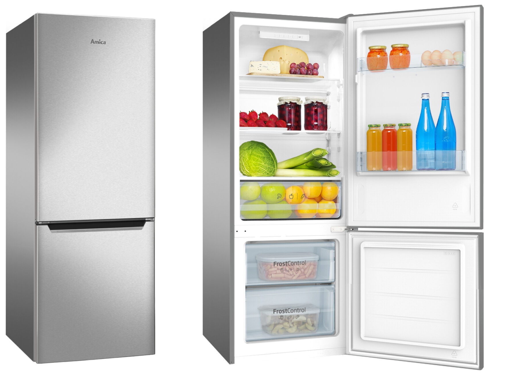 CHLADNIČKA AMICA FK244.4X / 144 cm / INOX / MRAZUJÚCA
