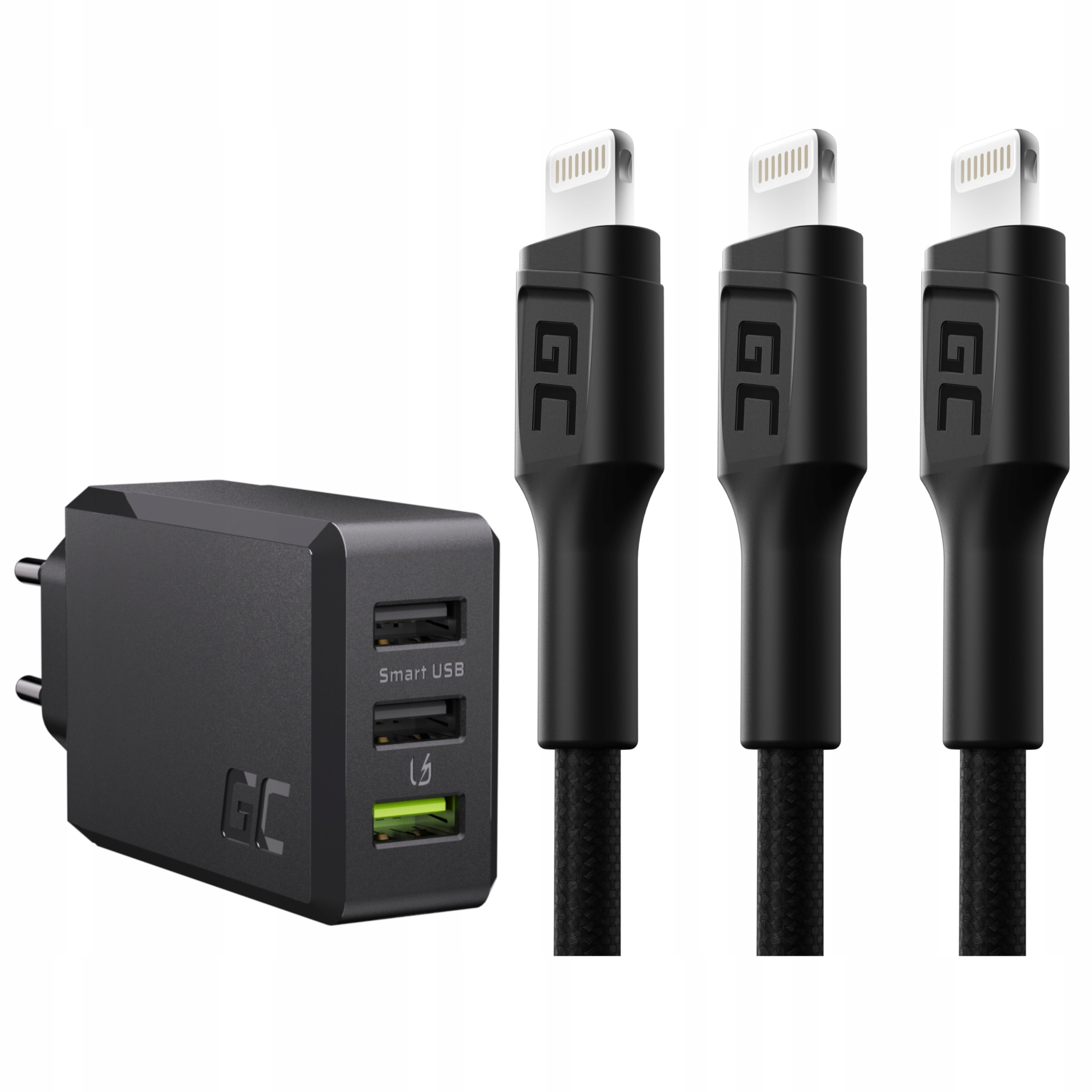 Network Charger 590331727830 USB Universal 2400 má 5 V + USB káblovú súpravu - Apple Lightning Green Cell