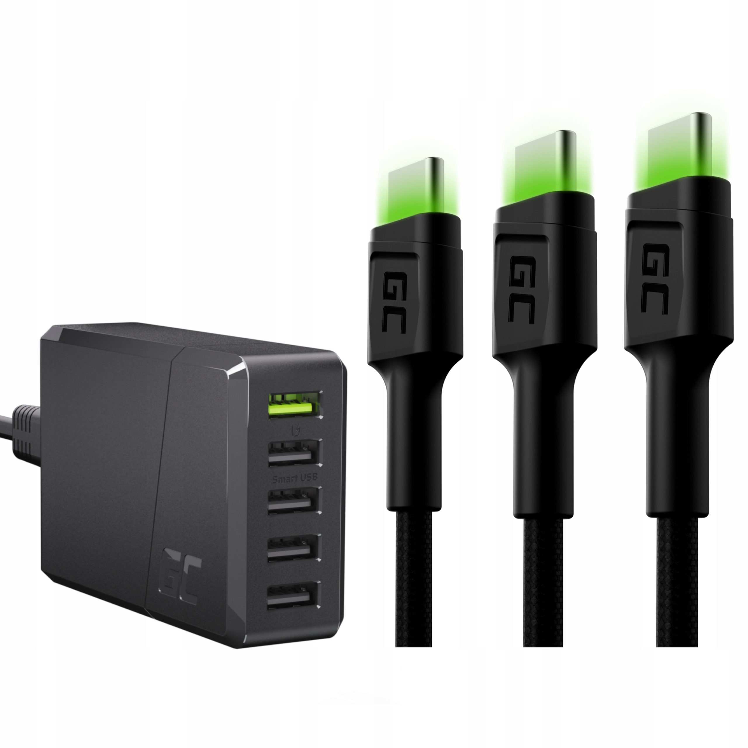 CharGC05 USB Network Charger 3000 má 5 V + USB káblové sety - USB Type C Green Cell