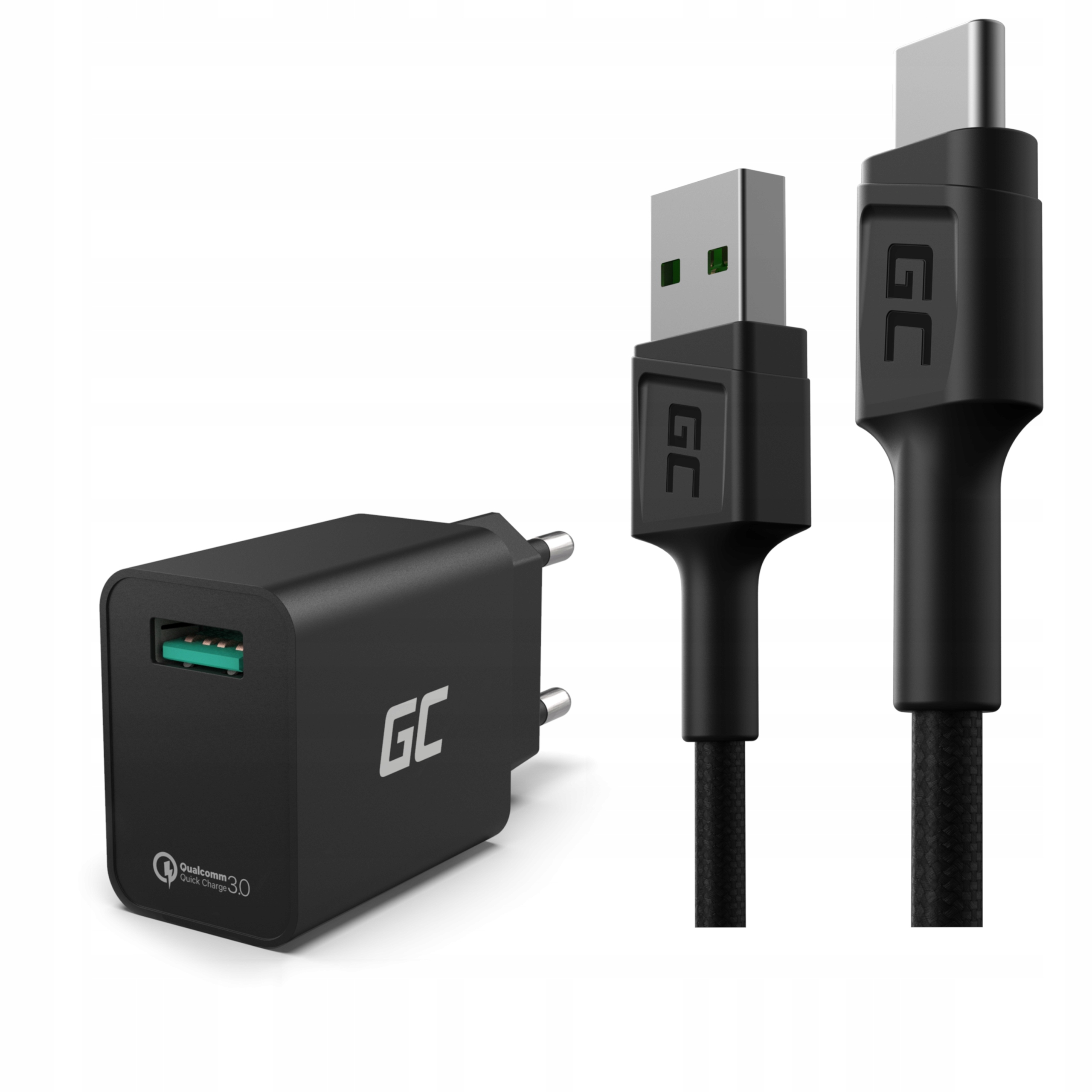 Char06 USB Network Charger 2400 má 5 V + USB kábel - zelená bunka USB typu C 1,2 m
