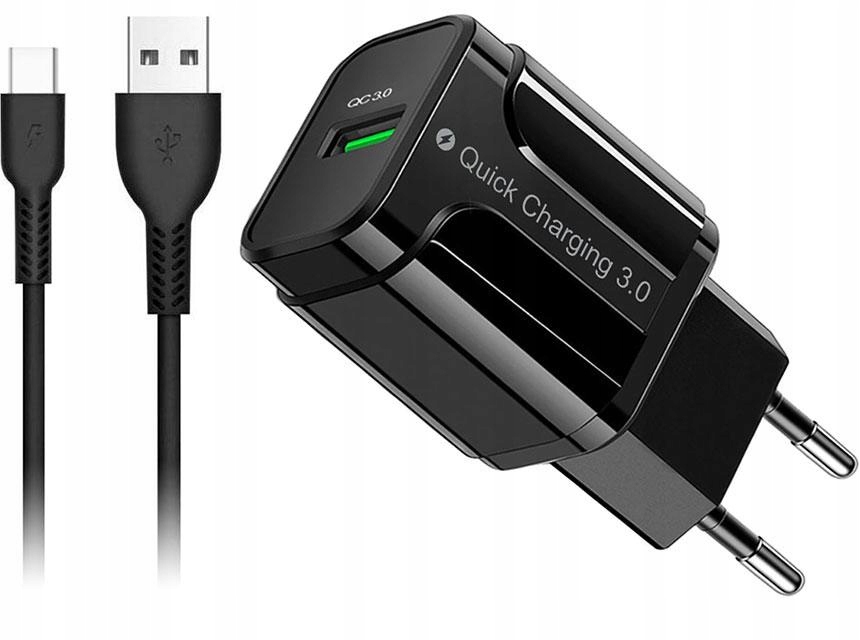 Sieťová nabíjačka pre telefón QC3.0 +USB-C kábel