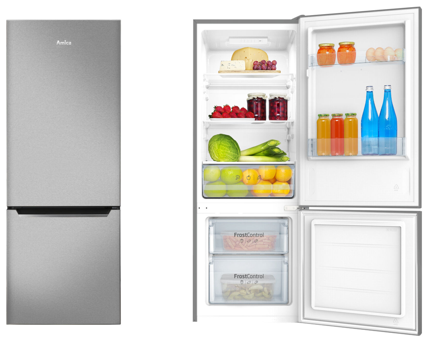 Chladnička Amica FK 244.4X 206 L Inox FrostControl