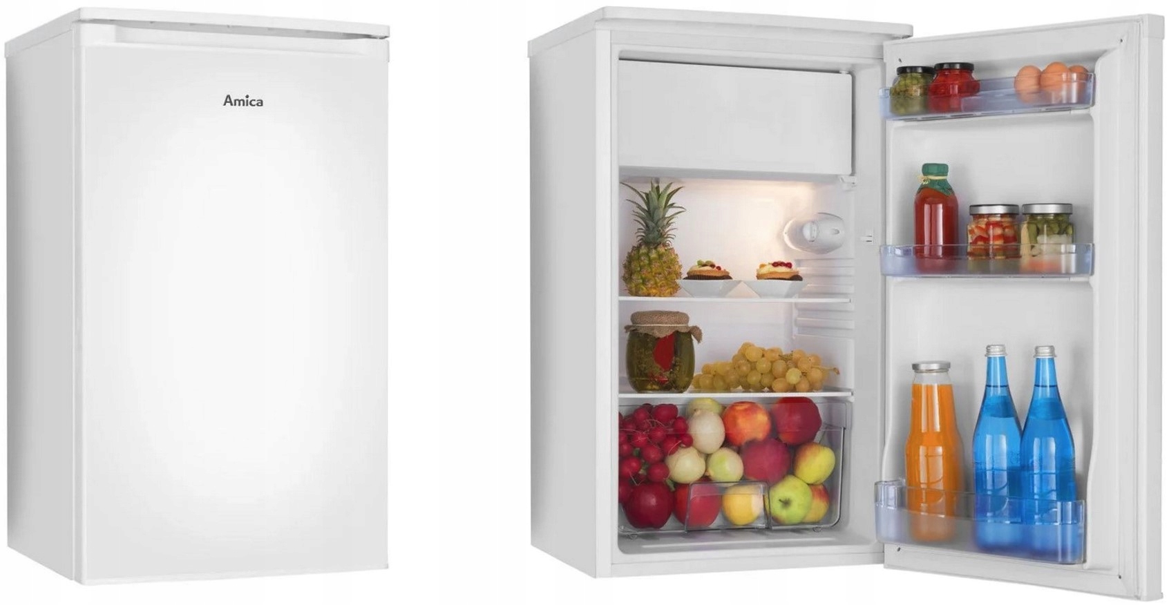 Malá chladnička Amica FM107.4(E) 84 cm 39 dB 83L Biela hotelová