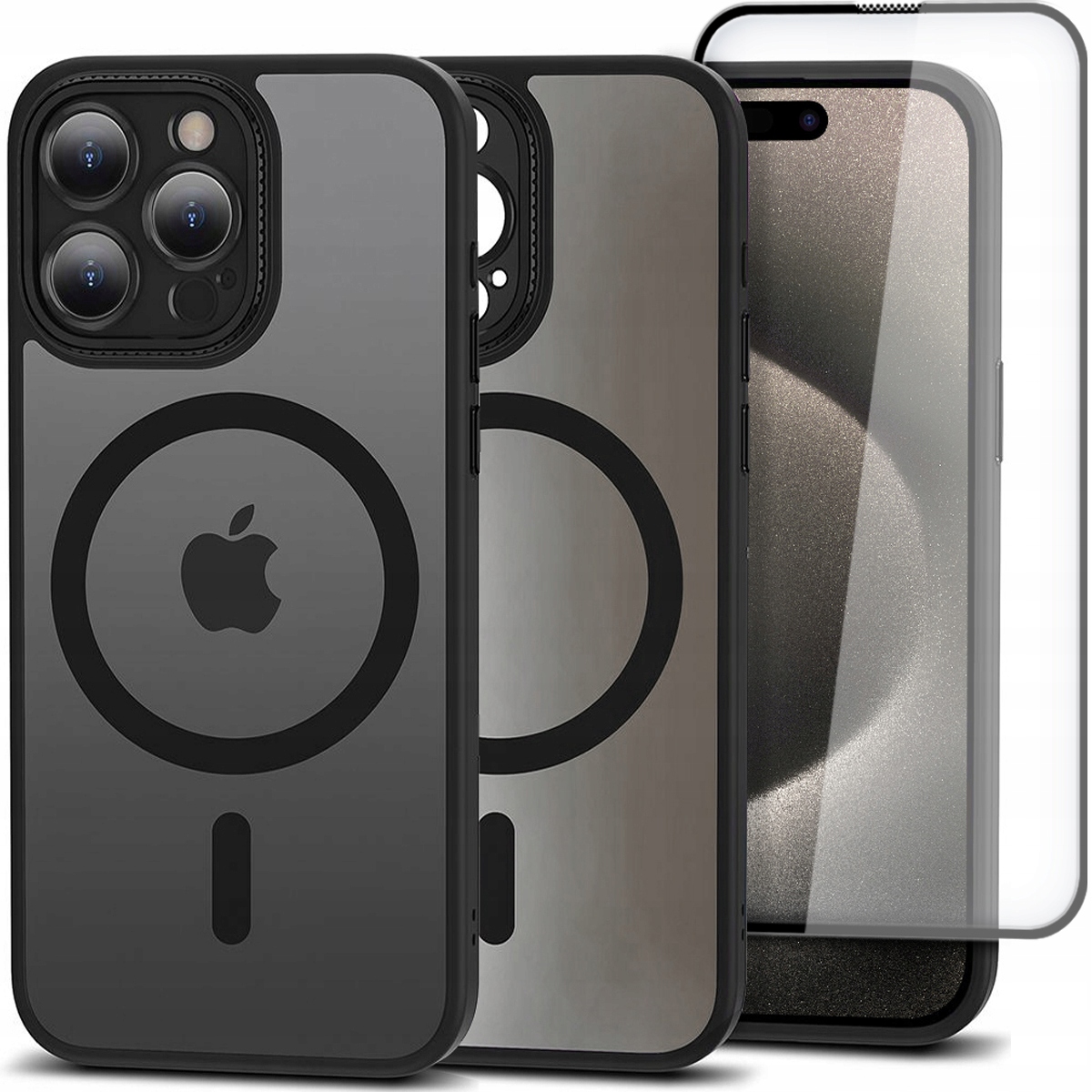 Tech-protect zadná časť pre Apple iPhone 15 Pro Magmat Cam+ Magsafe čierna + 2,5D Hofi tvrdené sklo pre Apple iPhone 15 Pro