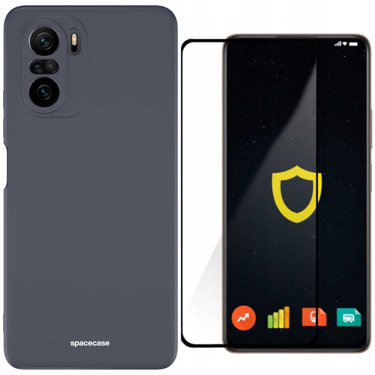 Priestorové puzdro pre Xiaomi Poco F3 / Mi 11i Silicone black + Tvrdené sklo Caseworld pre Xiaomi Poco F3 / Mi 11i 1 ks.