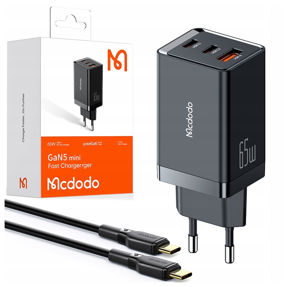 RÝCHLA NABÍJAČKA MCDODO GaN 5 PRO USB-C USB-A 65W + 2 ďalšie produkty