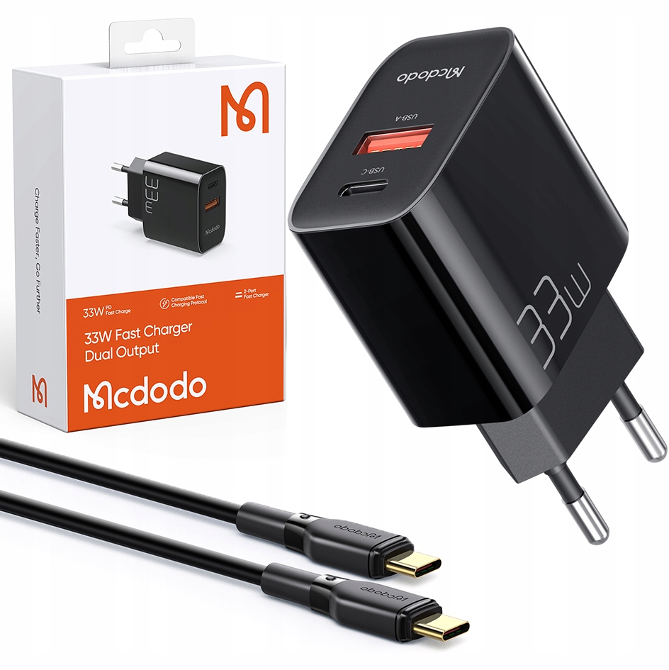 MCDODO USB-C 33W USB nabíjačka + kábel USB-C 60W USB-C