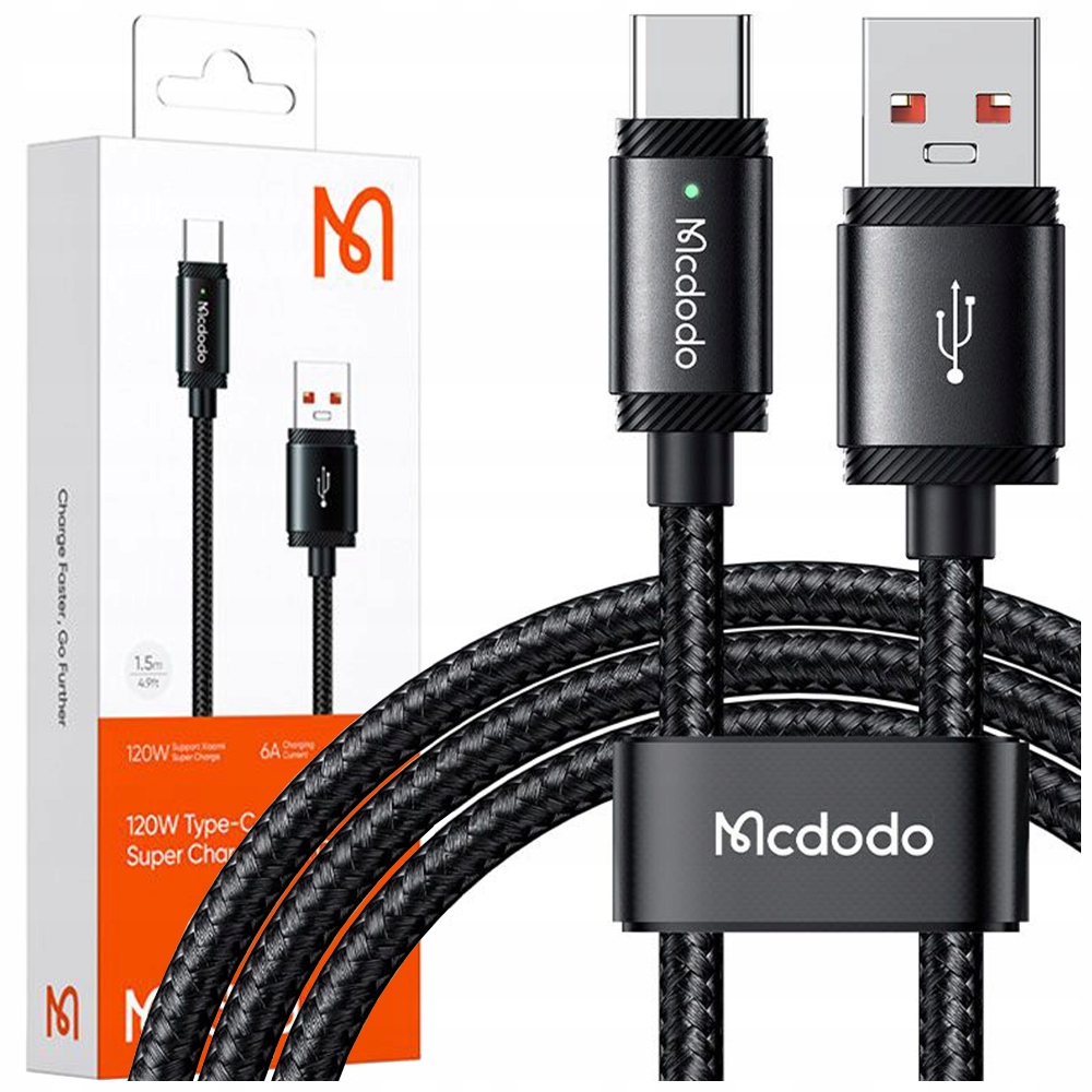 Kábel Mcdodo CA-4730 USB-A na USB-C, 120 W, 1,5 m (čierny) + 2 ďalšie produkty