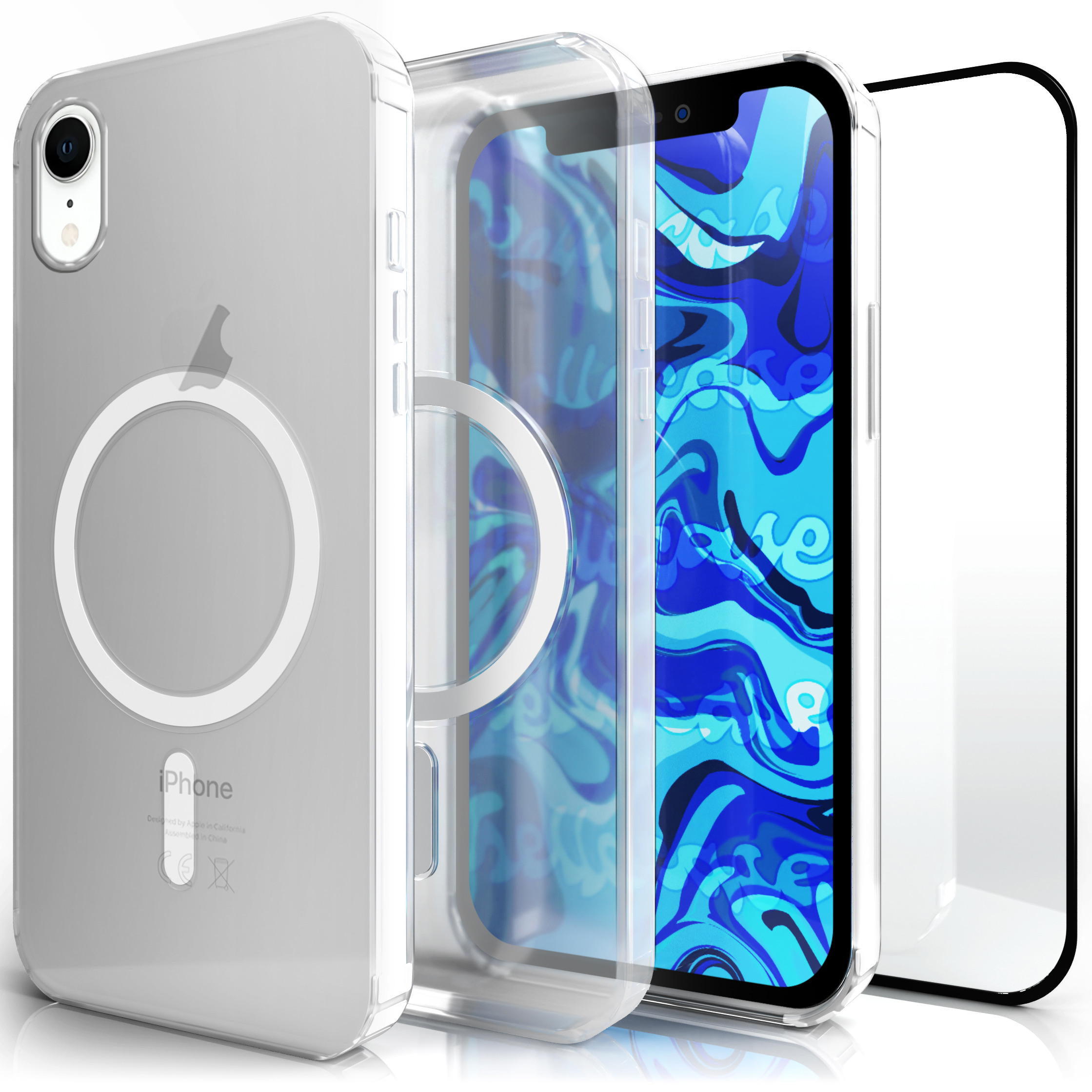 Späť Hello Case pre Apple iPhone XR MAGSAFE bezfarebné geometrické + Tvrdené sklo Hello Case pre Apple iPhone 11 / XR 1 ks.