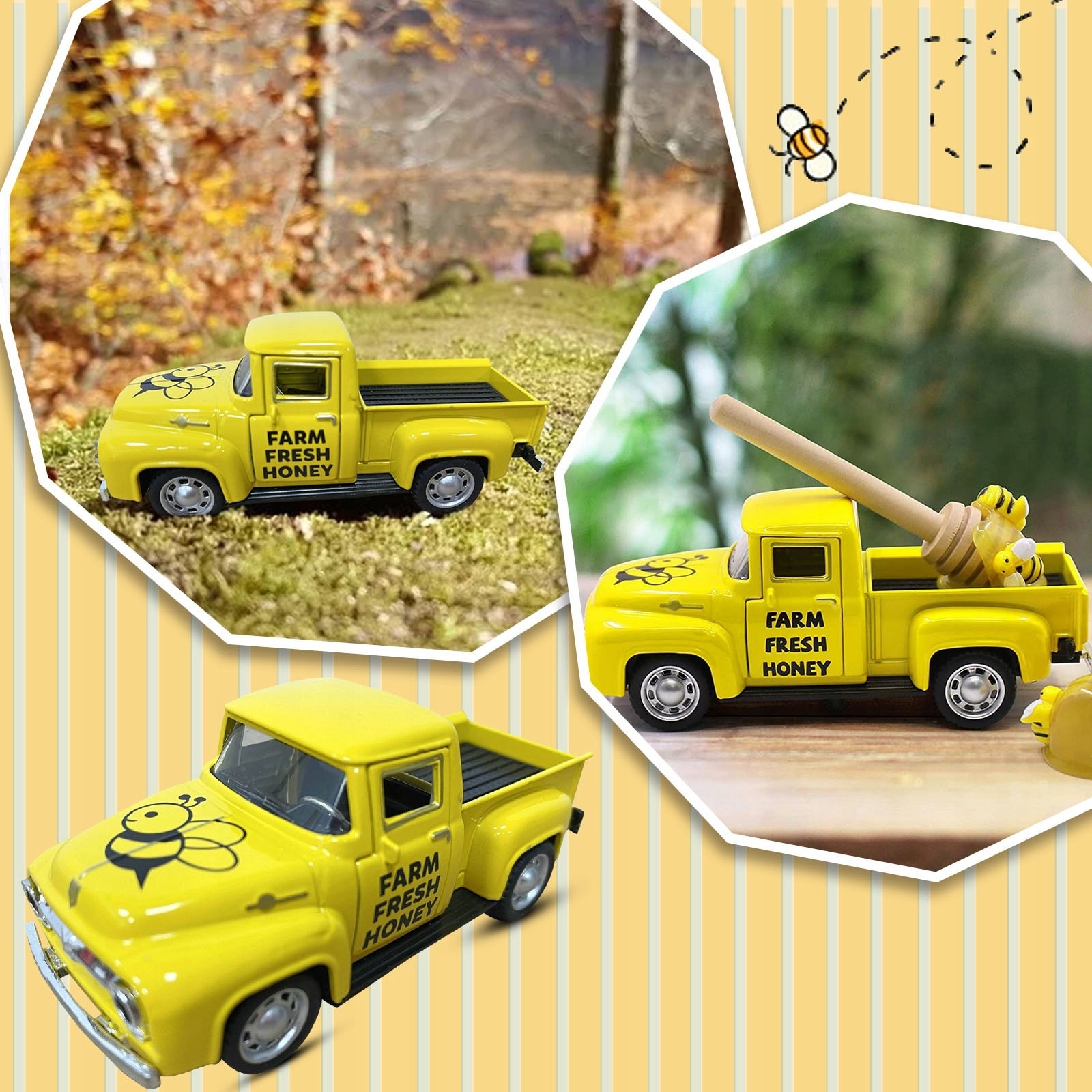 Mini farma žltý výzdoba nákladného vozidla retro pickup kov