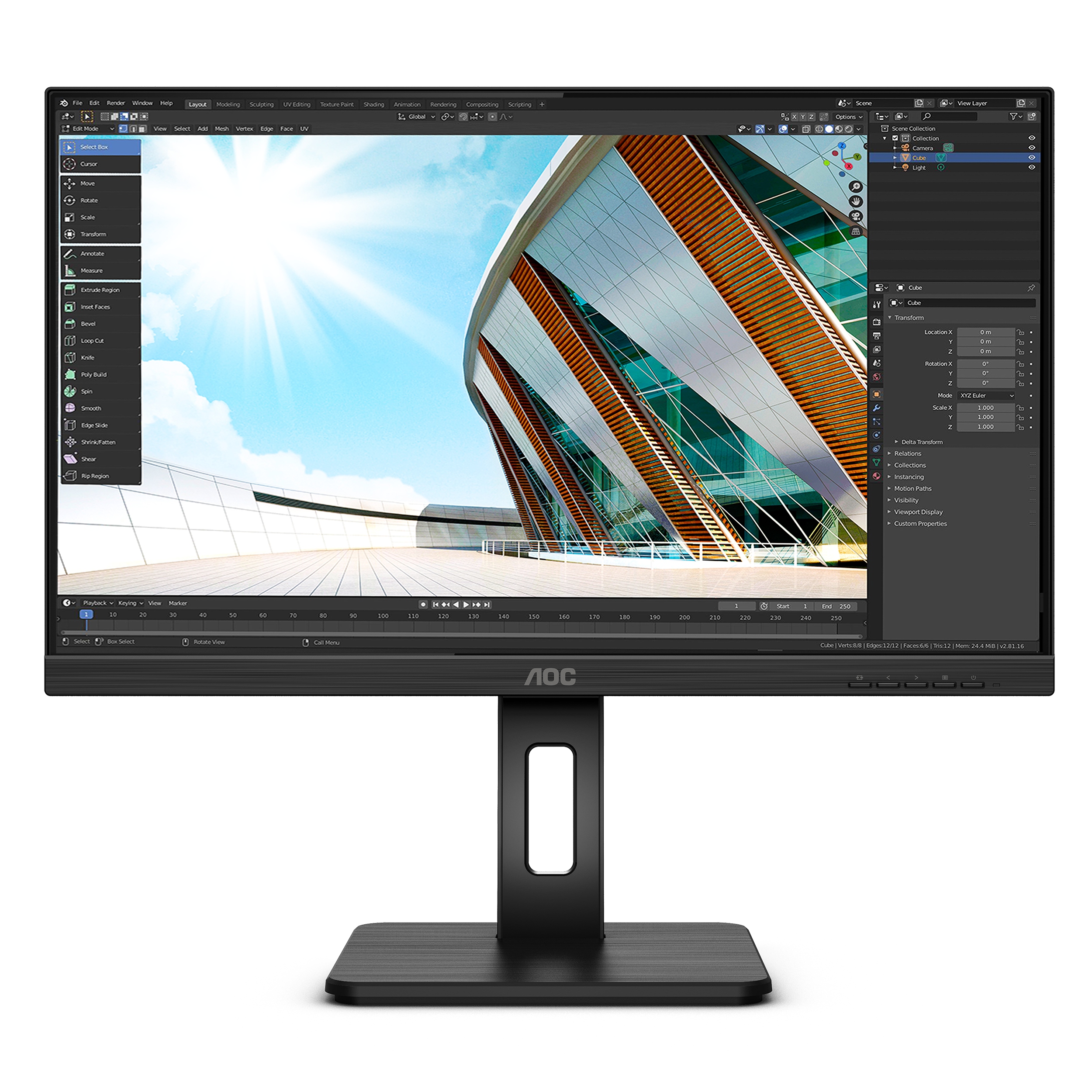 Monitor AOC 27" U27P2 UHD VGA DVI HDMI DP 4x USB 3.1 reproduktory
