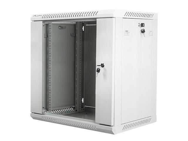 Nástenná inštalačná skrinka 19'' 12U 600X450mm sivá (s presklenými dverami)