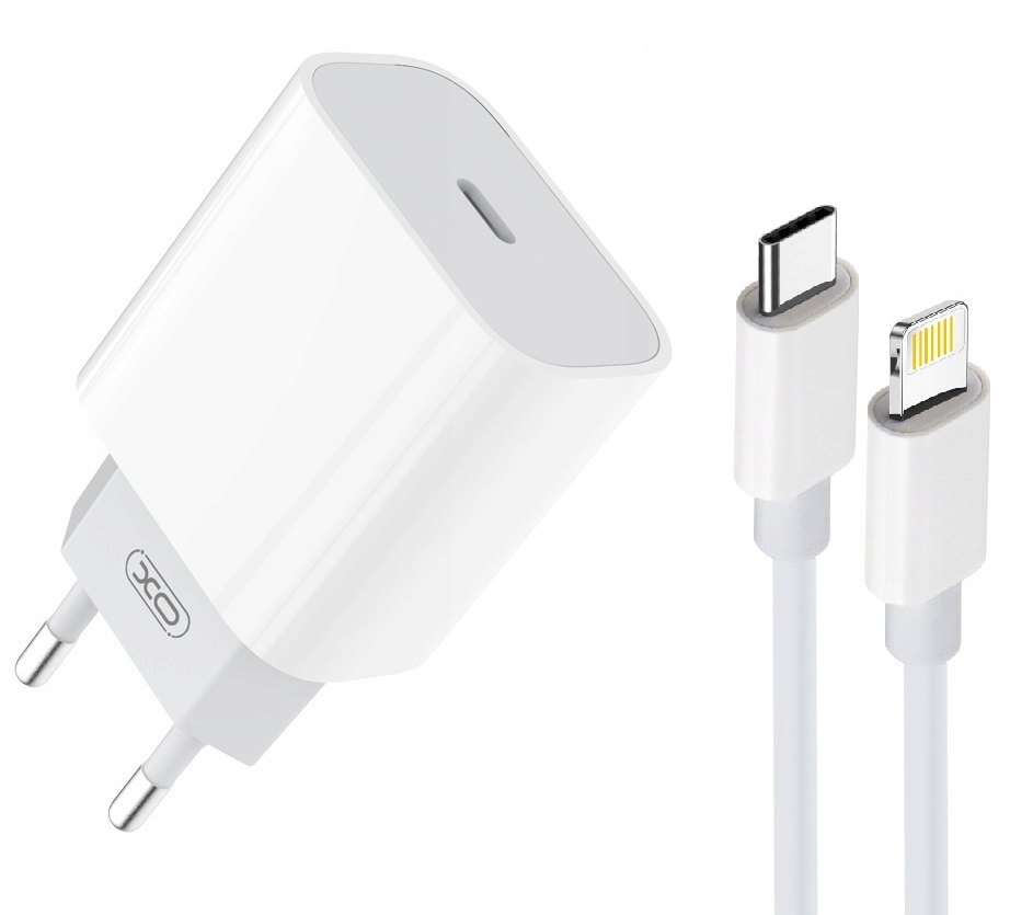 XO Apple Lightning nástenná nabíjačka, USB typ C pre Apple 3000 mA 12 V nabíjačka rýchle nabíjanie PD Type-C biela
