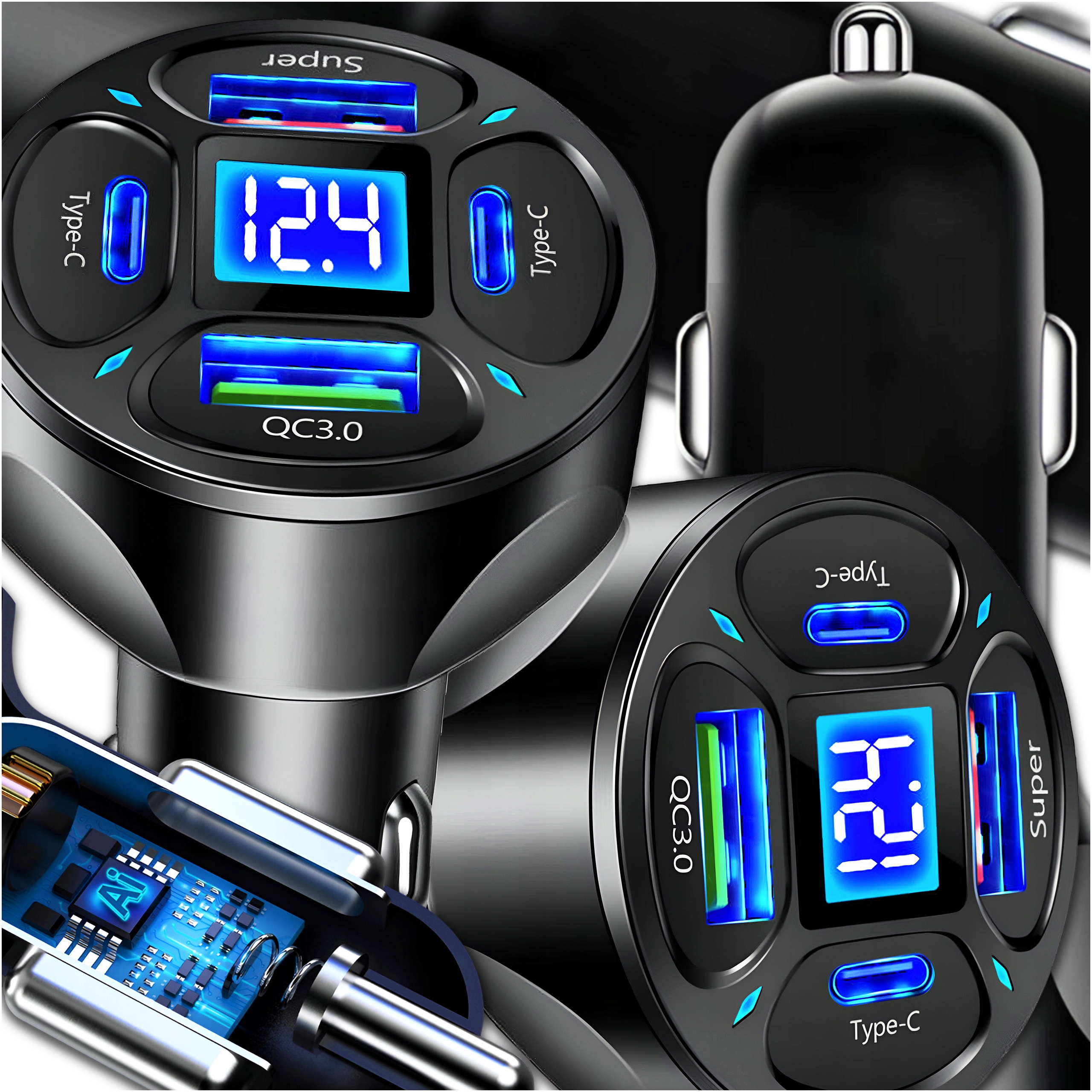Nabíjačka do auta, USB 3.1 typ C, USB typ C Slayo 7000 mA