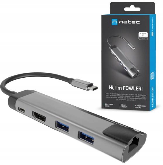 Dokovacia stanica Natec Fowler Go USB-C s viacerými portami a rozbočovačom 2x USB 3.0