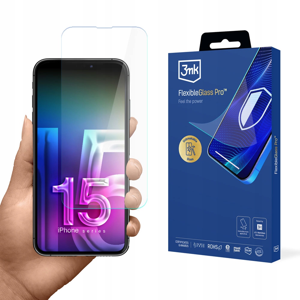 3MK hybridné sklo pre Apple iPhone 15 Pro 1 ks + 3mk CareWipe vlhčená obrúska 1 ks.