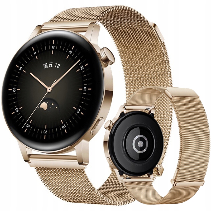 Bransoleta Aristex do Huawei Watch GT 2 42MM, Elegant, Huawei Watch GT 3 42MM, Active, Elegant 20 mm złoty