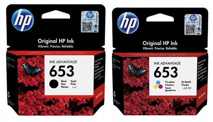 Čierny atrament HP 653 3YM75AE 3YM74AE, trojfarebný, súprava
