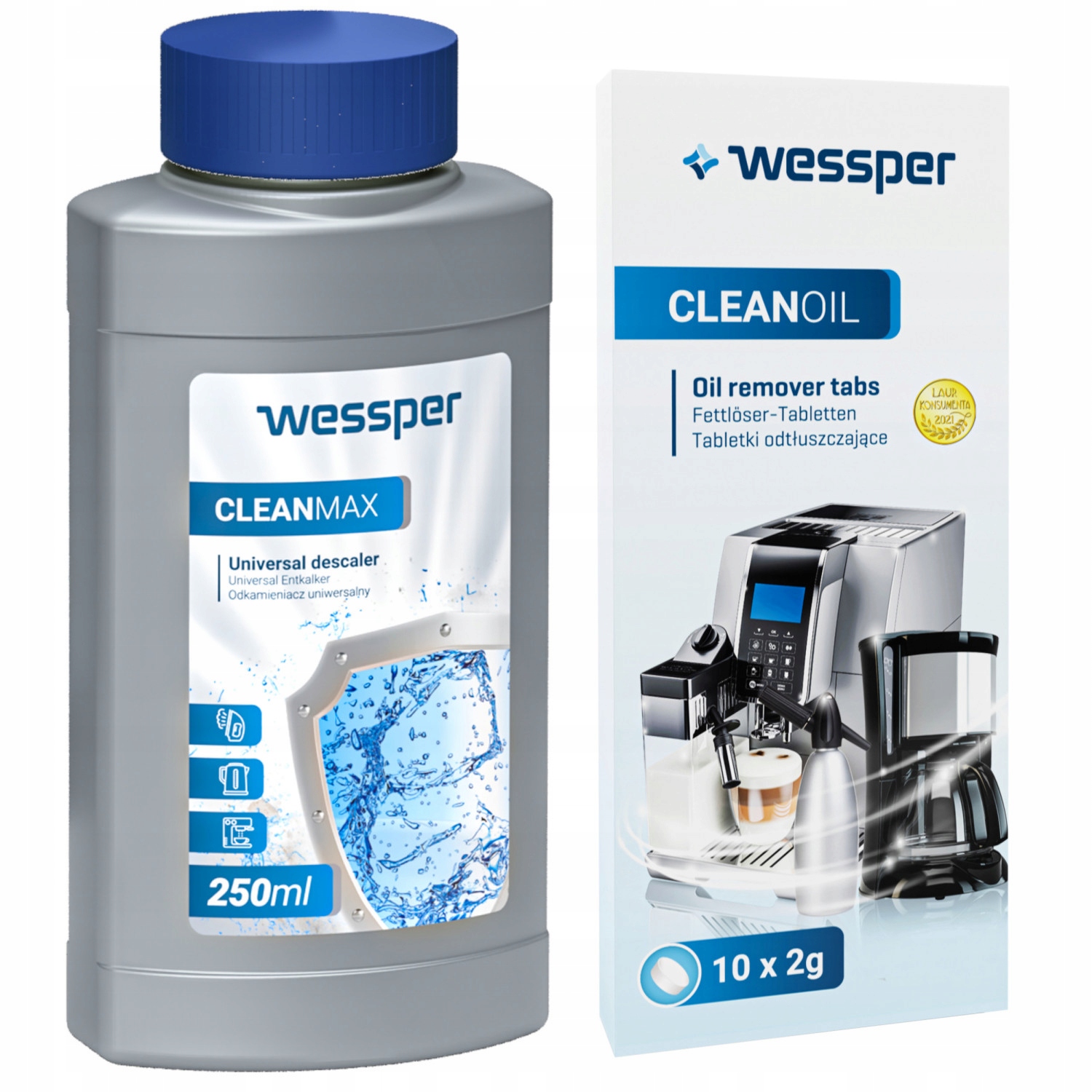 Wesper Cleanmax v tekutine 250 ml tekutiny + Wesper Cleanil Wes078 Čistiace tablety pre espresso stroj