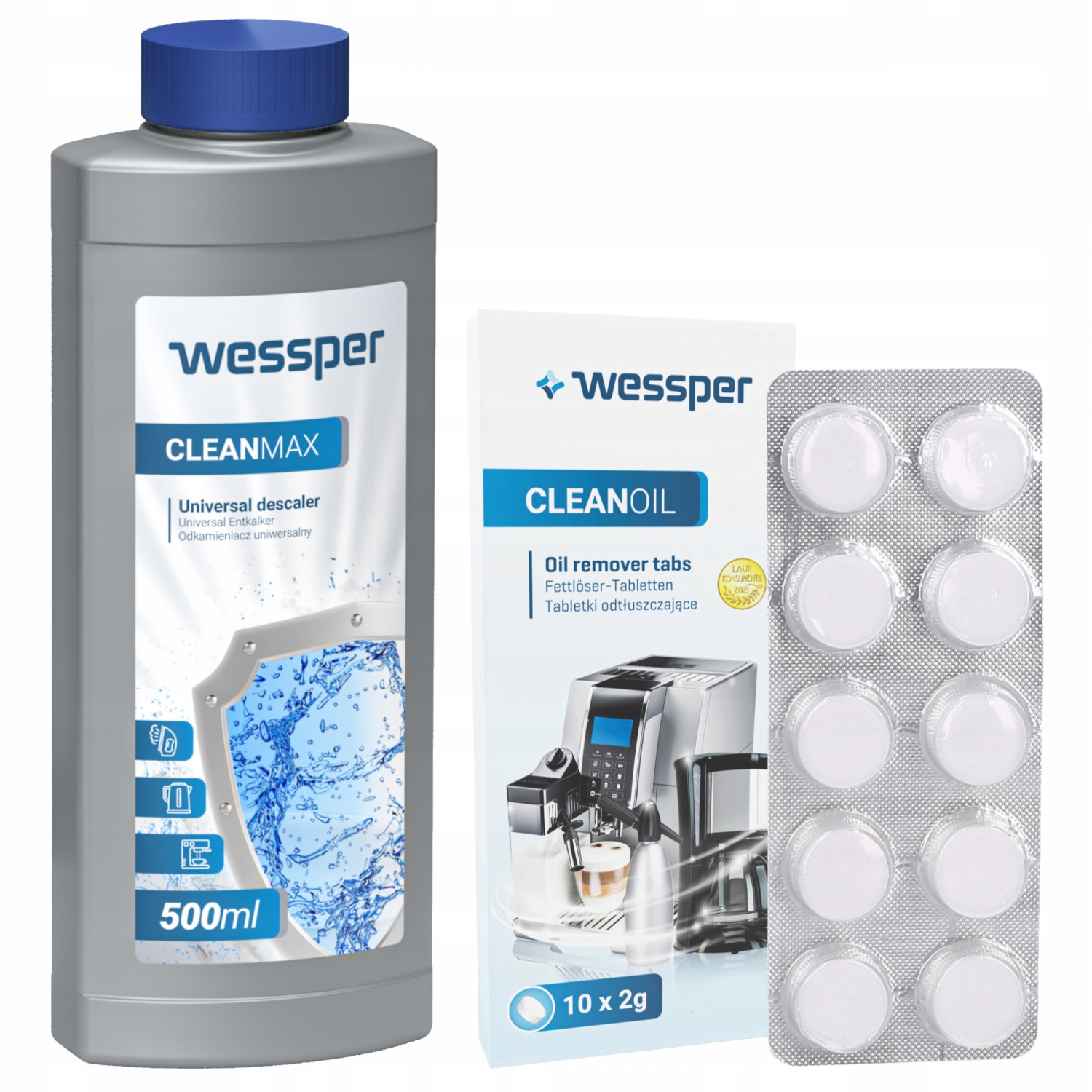 Čistiace tablety wesper cleanil wes078 pre stroj + wesper cleanmax kvapalina zúfalá 0,5 l