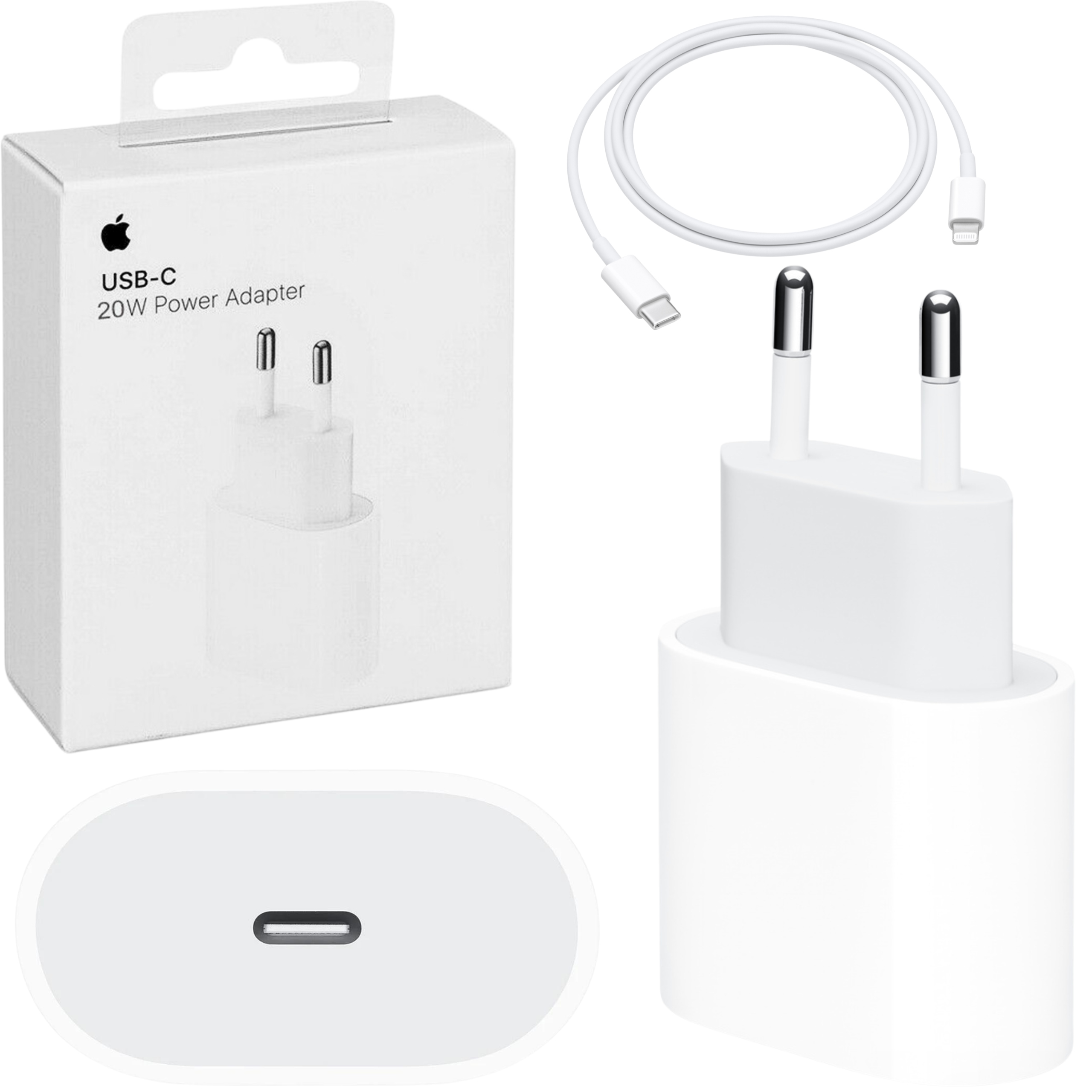 Apple set: sieťová nabíjačka + Lightning kábel USB typ C 3000 mA 9 V + USB kábel typ C - Apple Lightning Apple 1 m biely