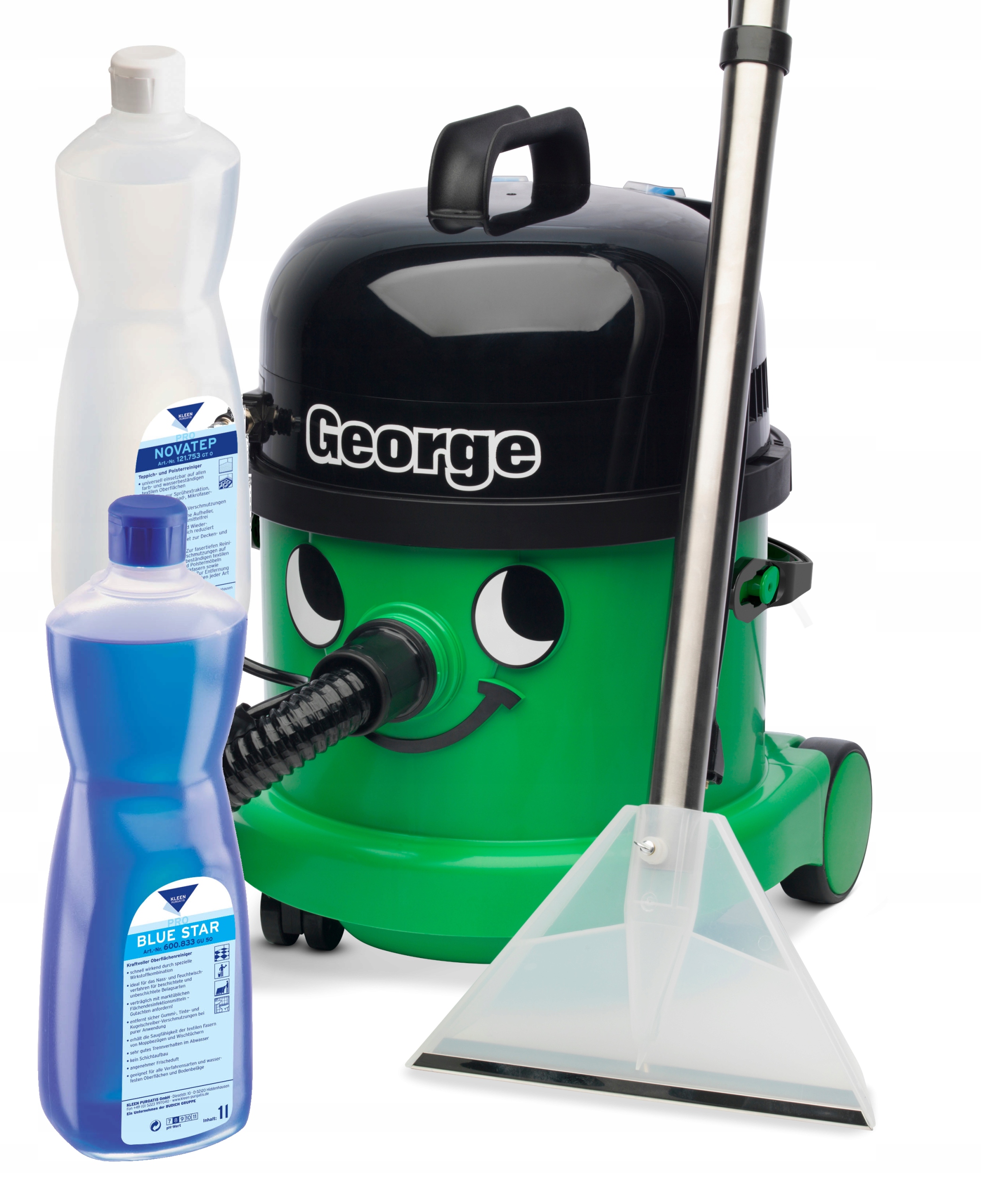 Depot vysávač Numatic GVE 370 George + čistiace prostriedky 1060 v zelenej farbe